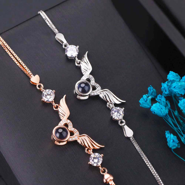 Pulsera Proyección con Foto Dentro - Corazón con Alas