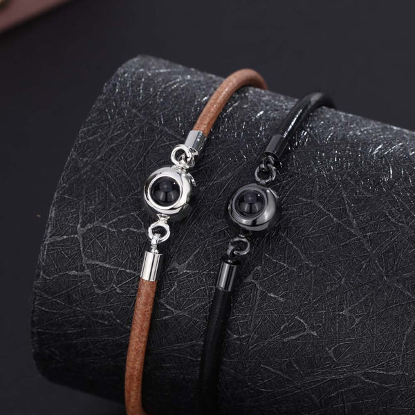 Pulsera Cuerda de Cuero con Fotoa Personalizada