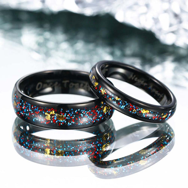 Anillo de Tungsteno con Pan de Oro y Arenisca con Grabado - Inspiración Artística