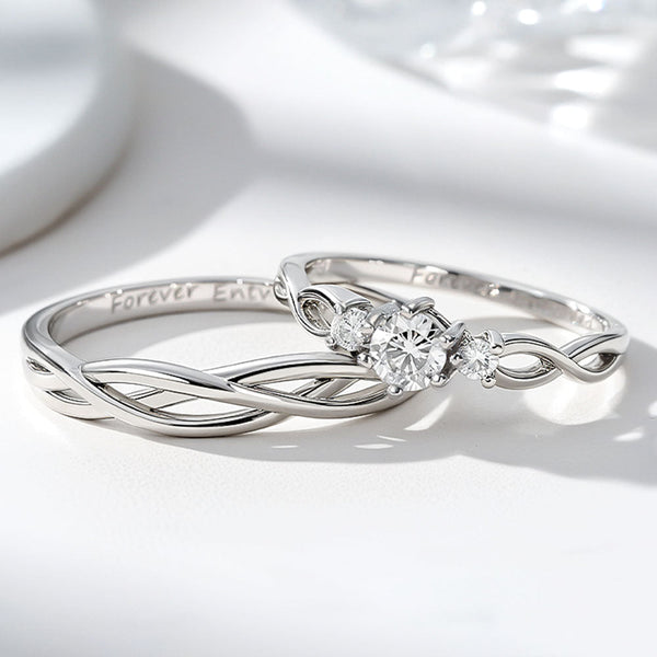 Infinity Unendlichkeit Ring Eheringe Partnerringe für Damen Herren 999 Silber mit Gravur in Ringgröße 44~75 - Remisia
