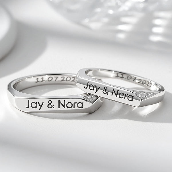 999 Silber Eheringe Partnerringe mit Gravur und Zirkon für Damen Herren in Ringgröße 44~75 - Remisia