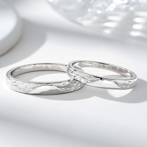 925 Silber Gletscher Partnerringe Freundschaftsringe mit Gravur für Damen Herren in Ringgröße 44~75 - Remisia