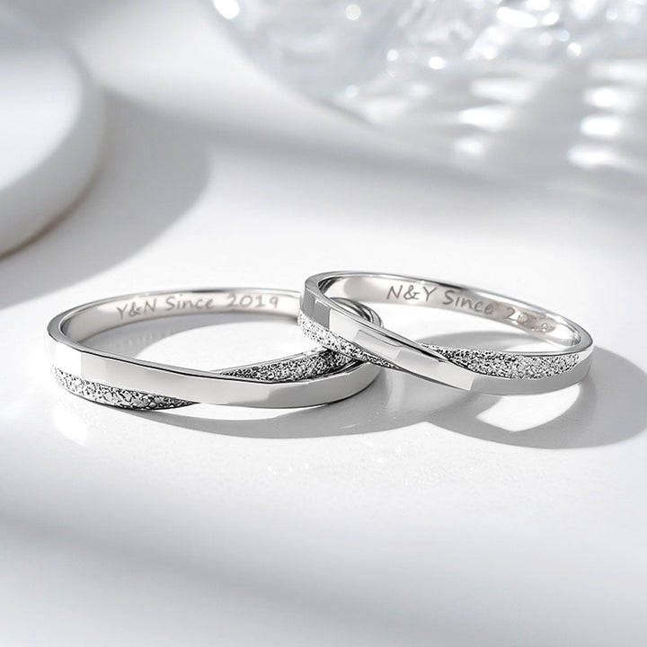 Silber 925 Partnerringe Freundschaftsringe mit Gravur für Damen Herren in Ringgröße 44~75 - Remisia