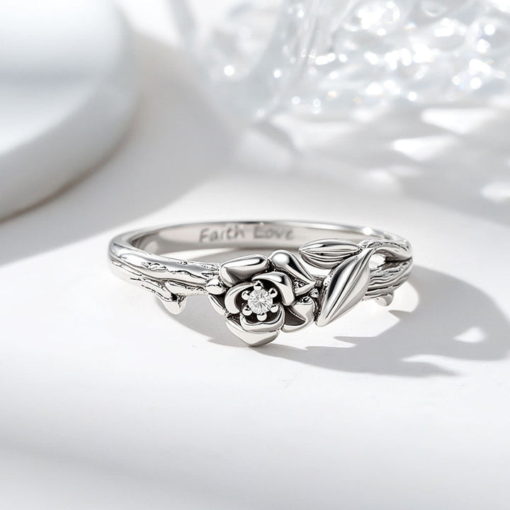 Silber 925 Rose und Dorn Eheringe Partnerringe mit Gravur in Ringgröße 44~75 für Damen Herren - Remisia