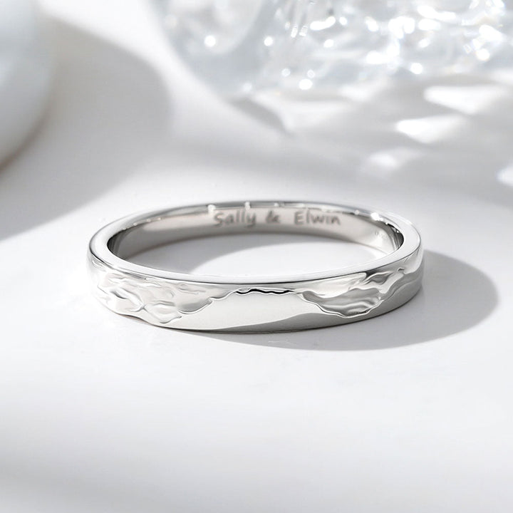 925 Silber Gletscher Partnerringe Freundschaftsringe mit Gravur für Damen Herren in Ringgröße 44~75 - Remisia