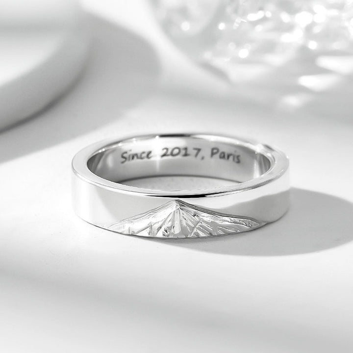 999 Silber Berggipfel Eheringe Partnerringe mit Gravur für Damen Herren in Ringgröße 44~75 - Remisia
