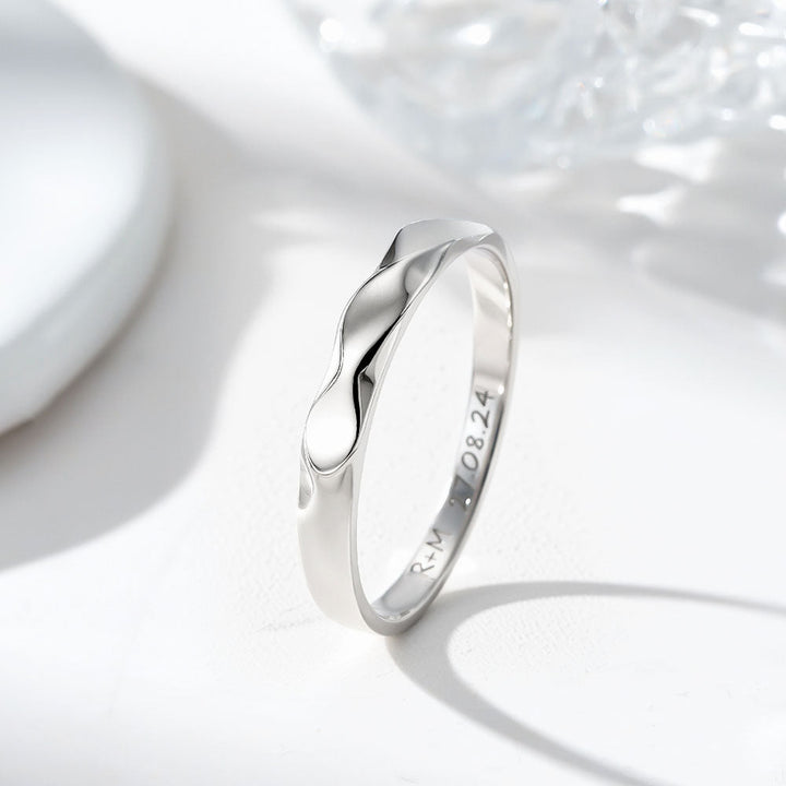 Silber 925 Zirkone Inlay Paar Silber Ring Eheringe mit Gravur für Damen Herren in Ringgröße 44~75 - Remisia