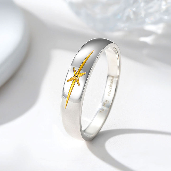 Vergoldeter 925 Silber Kreuz des Südens Partnerringe Eheringe mit Gravur für Damen Herren in Ringgröße 44~75 - Remisia
