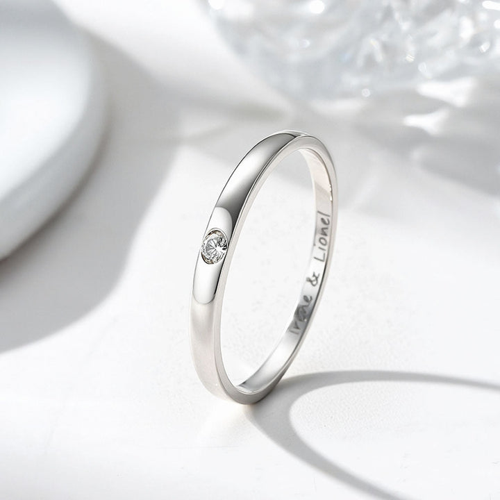925 Silber Zirkon Inlay Ring Paar Partnerringe Eheringe mit Gravur für Damen Herren in Ringgröße 44~75 - Remisia