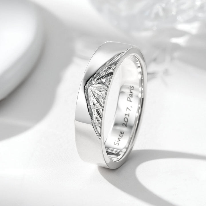999 Silber Berggipfel Eheringe Partnerringe mit Gravur für Damen Herren in Ringgröße 44~75 - Remisia