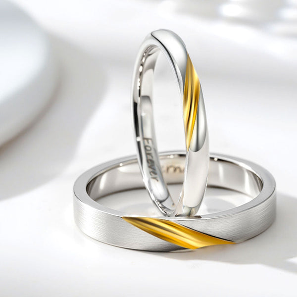 Goldverkrusteter Silber 999 Eheringe Partnerringe mit Gravur für Damen Herren in Ringgröße 44~75 - Remisia