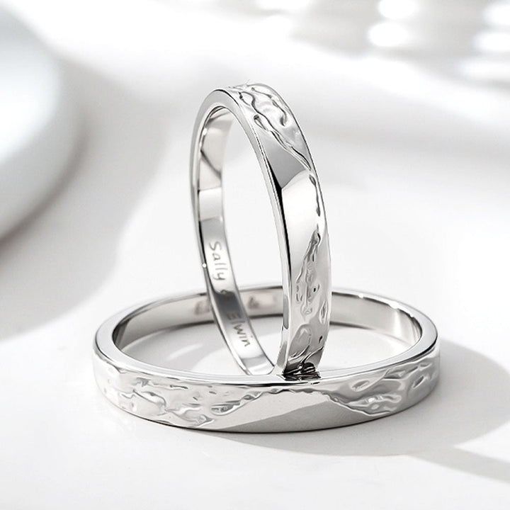 925 Silber Gletscher Partnerringe Freundschaftsringe mit Gravur für Damen Herren in Ringgröße 44~75 - Remisia