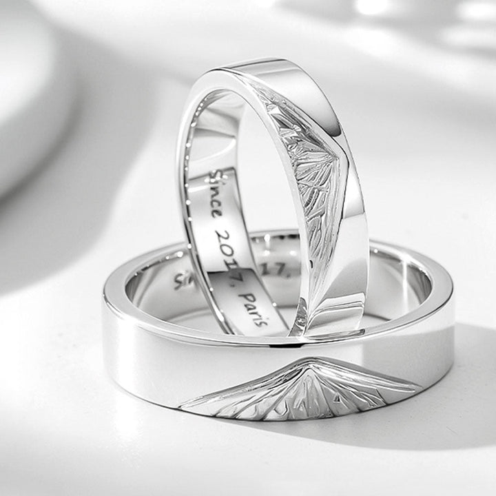 999 Silber Berggipfel Eheringe Partnerringe mit Gravur für Damen Herren in Ringgröße 44~75 - Remisia
