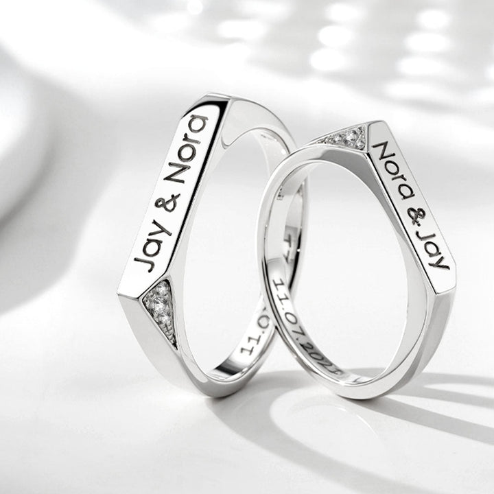 999 Silber Eheringe Partnerringe mit Gravur und Zirkon für Damen Herren in Ringgröße 44~75 - Remisia