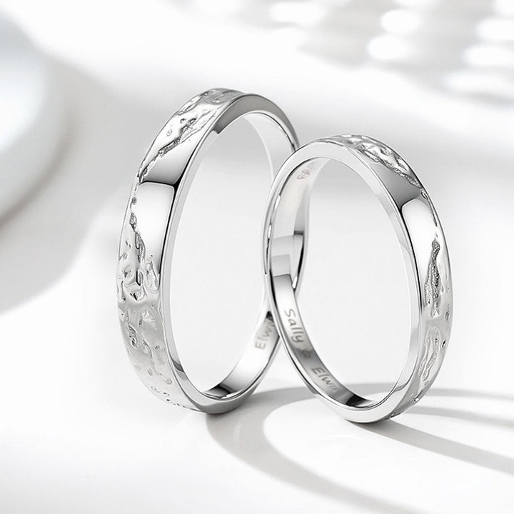 925 Silber Gletscher Partnerringe Freundschaftsringe mit Gravur für Damen Herren in Ringgröße 44~75 - Remisia