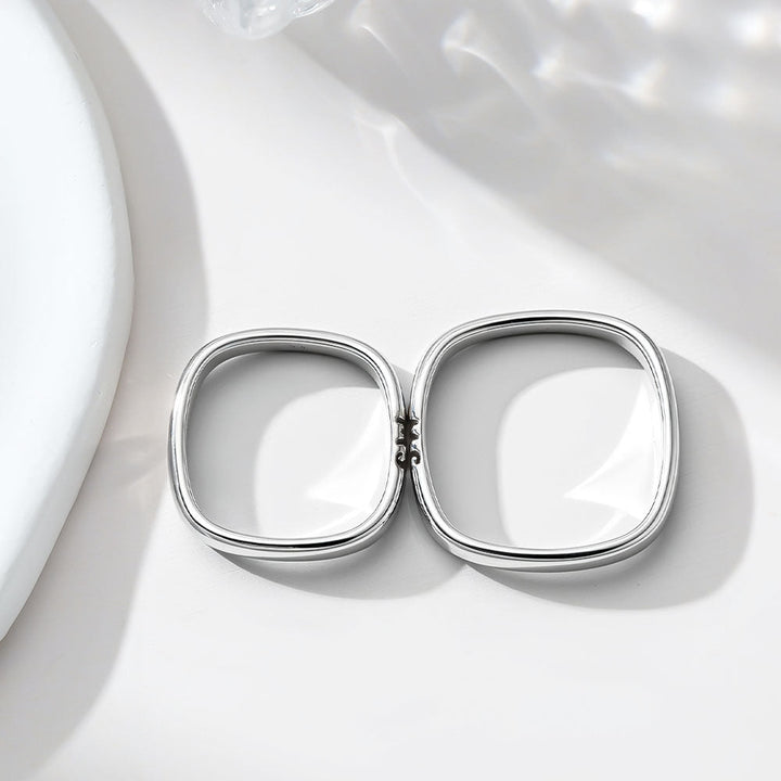 925 Silber Quadratischer Eheringe Partnerringe für Damen Herren mit Gravur Innen in Ringgröße 44~75 - Remisia