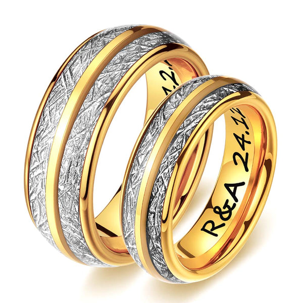 Anillo Tungsteno Oro con Meteorito con Meteorito - Testigos de Años