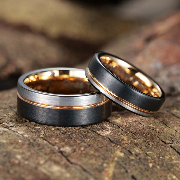 Anillo de Tungsteno Cepillado con Grabado - Honrar
