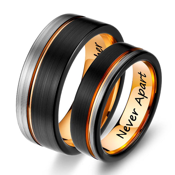 Anillo de Tungsteno Cepillado con Grabado - Honrar