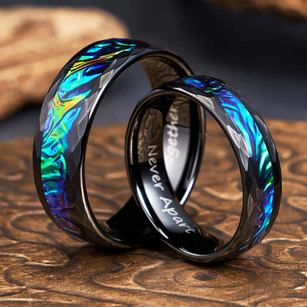 Anillo de Tungsteno Facetado Negro y Verde - Ilusión Frenética