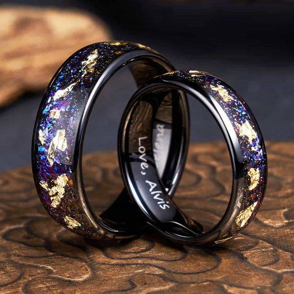 Alianzas de Boda de Tungsteno Grabados - Gloria Arcana