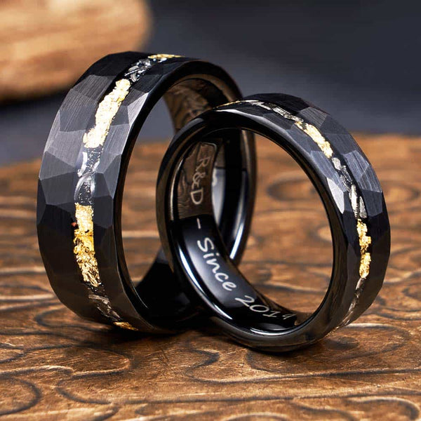 Anillo de Tungsteno Martillado Negro Personalizados - Cetro