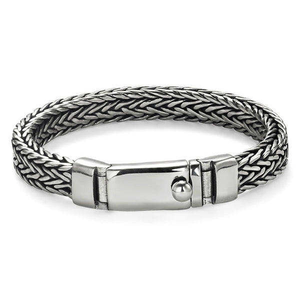 Pulsera Plata Hombre de Trenzado con Grabado