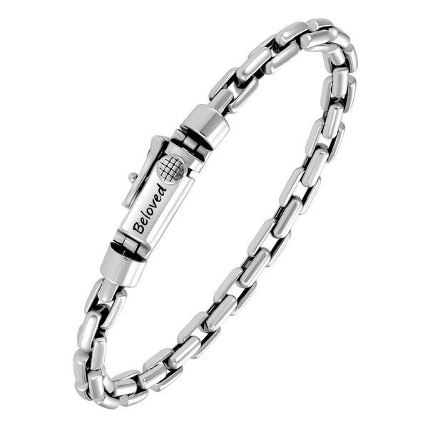Pulsera Plata de Cadena Forzada con Grabado