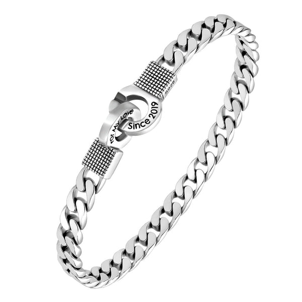 Pulsera Esposas de Plata 6 mm con Grabado