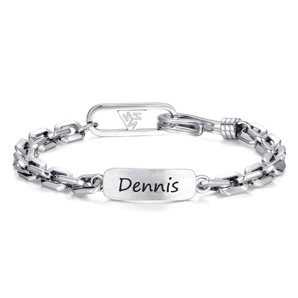 Pulsera Plata con Nombre Grabado de Cadena Ancla 6 mm