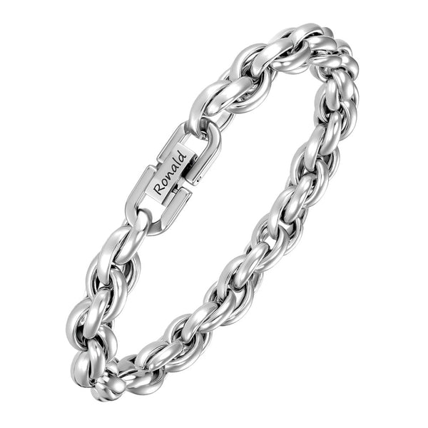 Pulsera Plata de Cadena Ancla Superpuesta 7 mm con Grabado