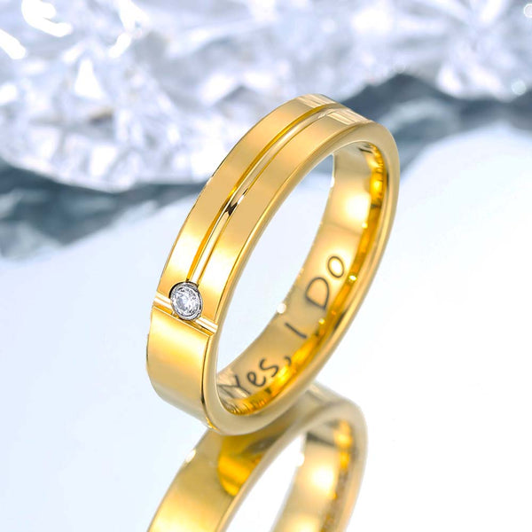 Anillo de Boda de Tungsteno Simple 4mm/6mm - Línea de Salida Dorada
