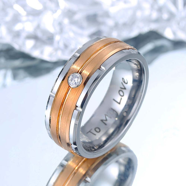 Anillo de Tungsteno con Circón 8mm - Heraldo