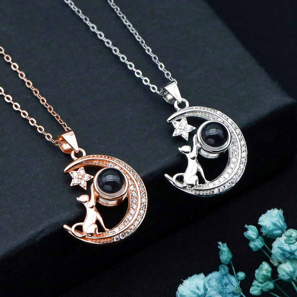 Collar Foto Proyección Personalizado - Gato en Luna y Estrella