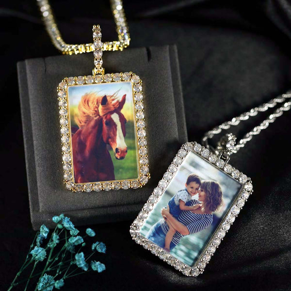 Collar con Etiqueta de Circón con Foto Personalizada