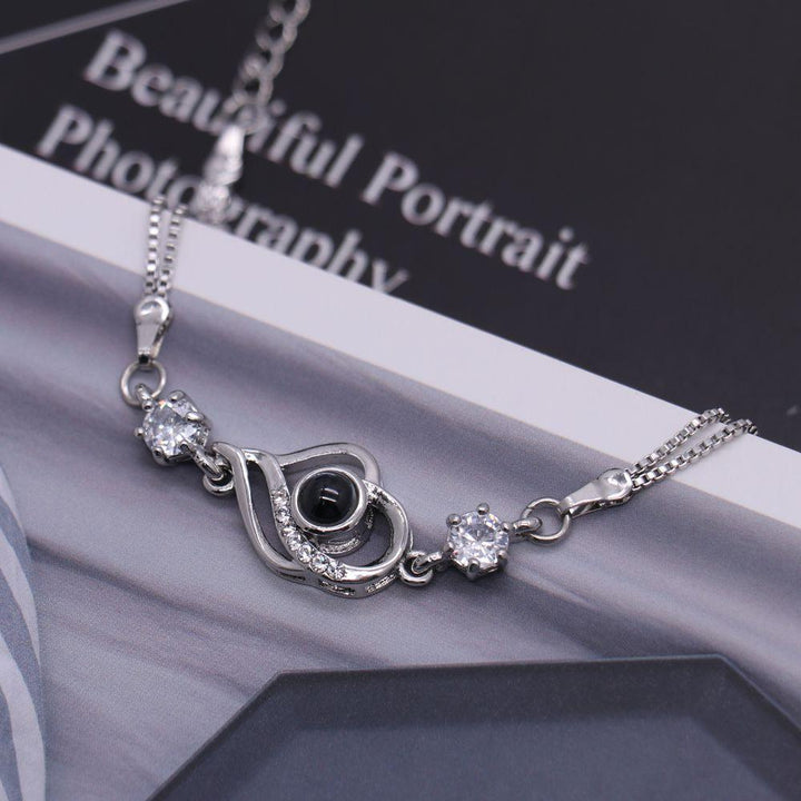 Pulsera Proyección Foto Personalizada - Corazones Superpuestos - Remigifts