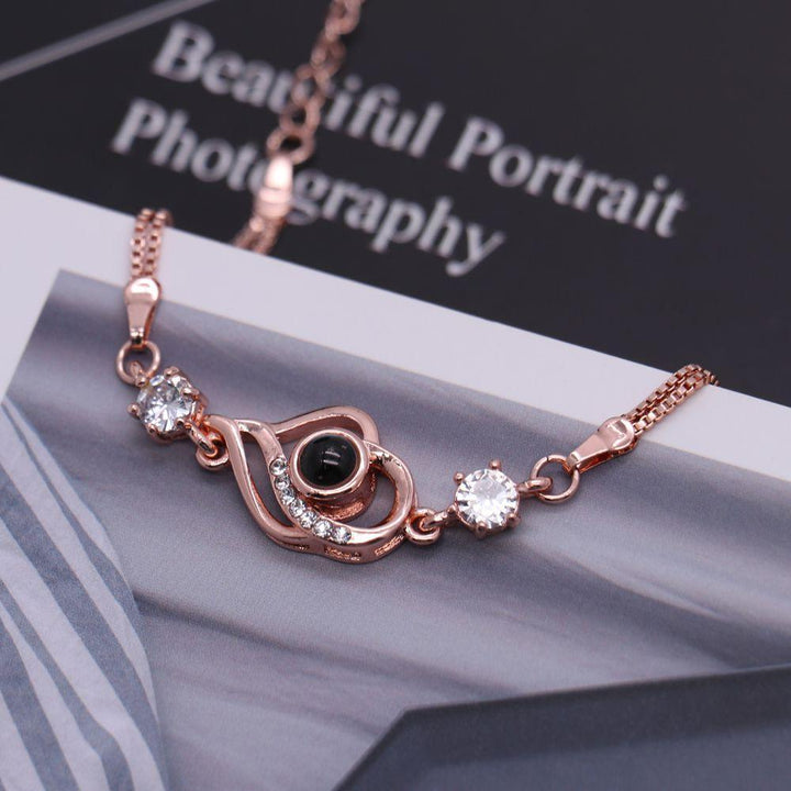 Pulsera Proyección Foto Personalizada - Corazones Superpuestos - Remigifts