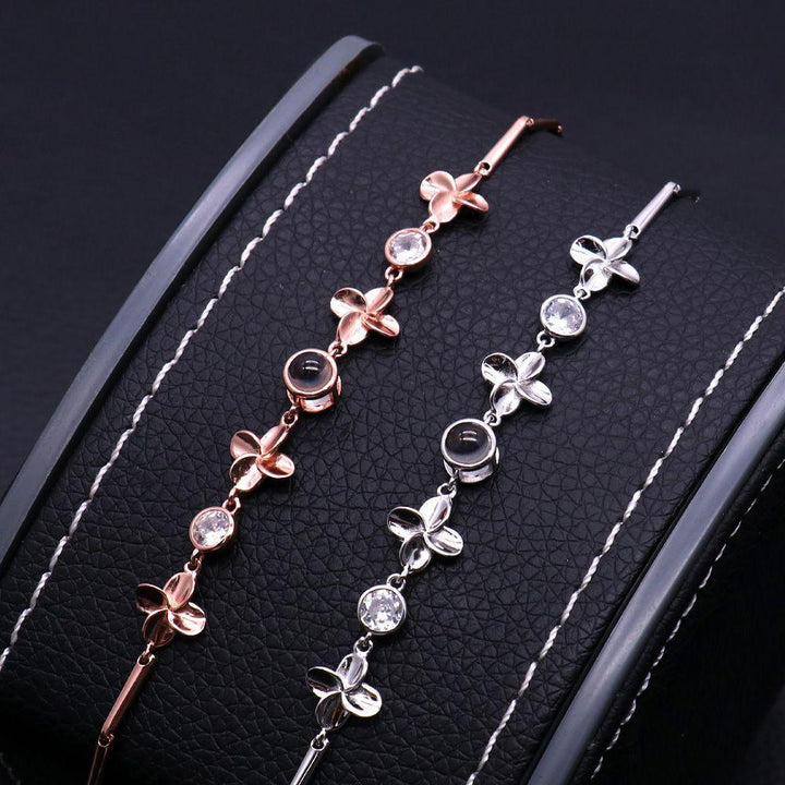 Pulsera Proyección Foto Personalizada - Cadena de Trébol - Remigifts