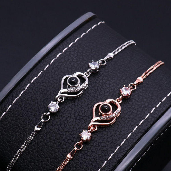 Pulsera Proyección Foto Personalizada - Corazones Superpuestos - Remigifts