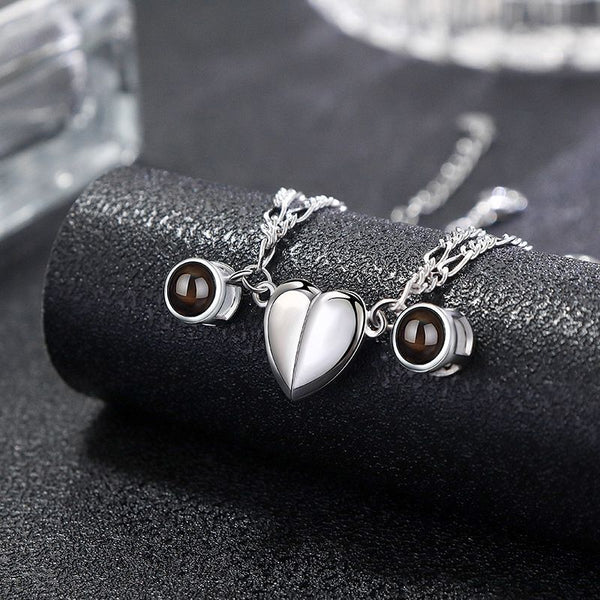 Pulsera Corazón de Pareja Magnética de Proyección Foto Personalizada