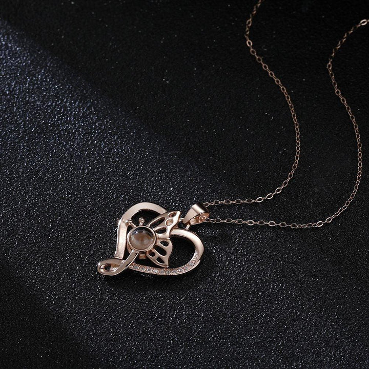 Collar Proyección Foto Personalizado - Corazón Mariposa - Remigifts